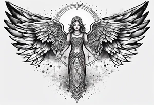 Constellation, Angel wing , snow , cross tattoo idea