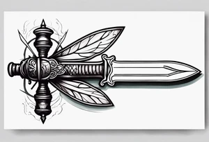 Sword going in to cicada sleeve, sword hilt on top of cicada tattoo idea