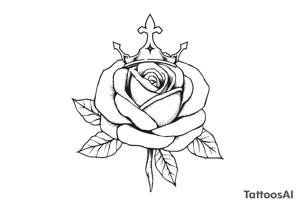 A Rose with a kings crown on it tattoo idea