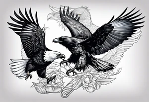 crow and eagle fighting tattoo idea