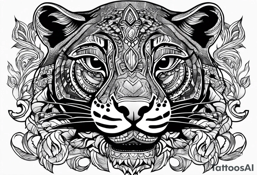 aztec black jaguar with snake tattoo idea