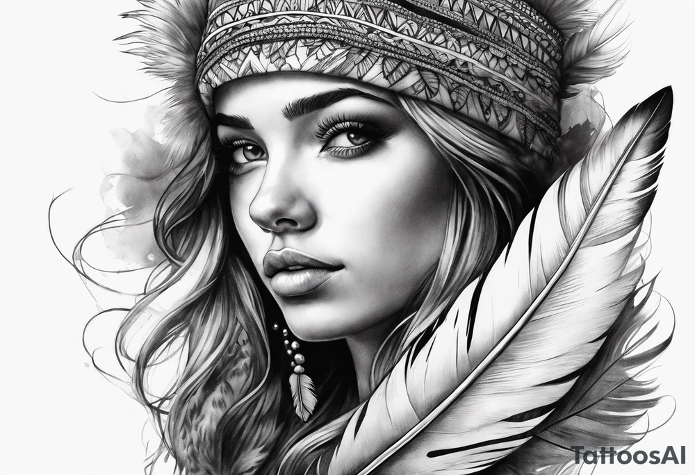 Girl with feather tattoo idea