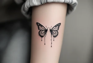 Two butterflyes with blood driping tattoo idea