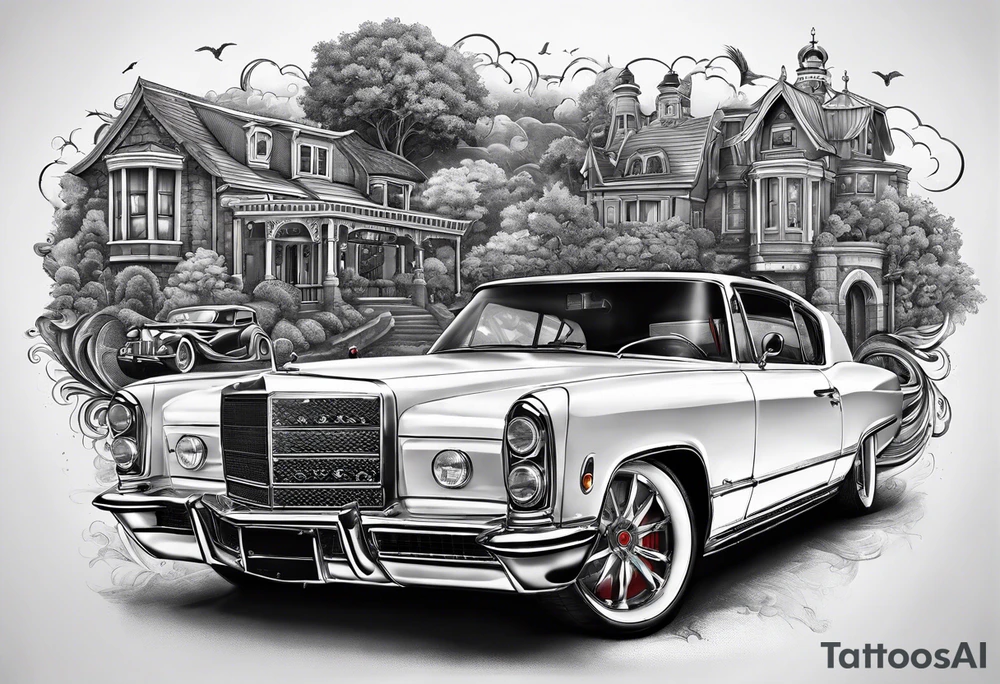 Rich life, car meets, all mixed together tattoo idea