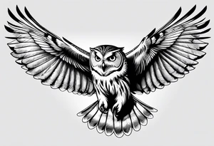 Owl in flight for left of chest tattoo idea