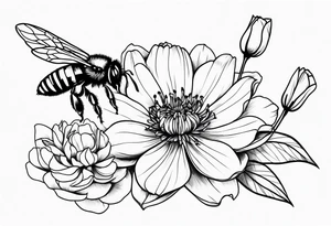 Lily rose with rose bud honey bee peony arm cuff tattoo idea