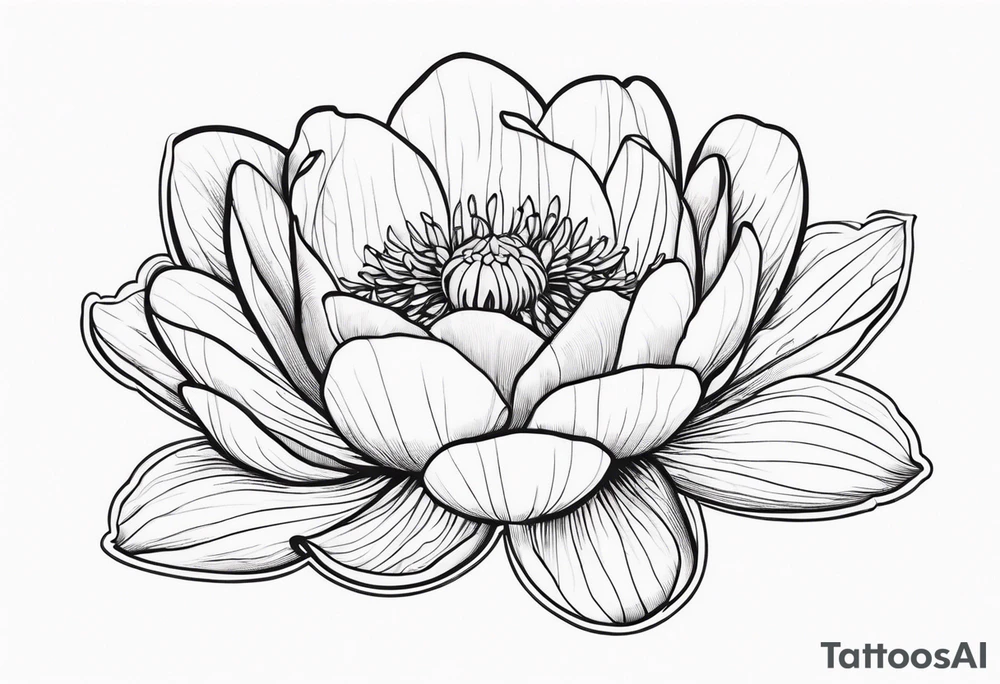 stamp outline with a peony and waterlily intertwined inside tattoo idea