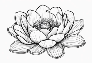 stamp outline with a peony and waterlily intertwined inside tattoo idea