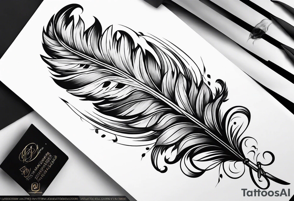 braided arm band with feathers haning off it tattoo idea