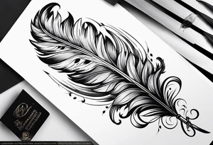 braided arm band with feathers haning off it tattoo idea