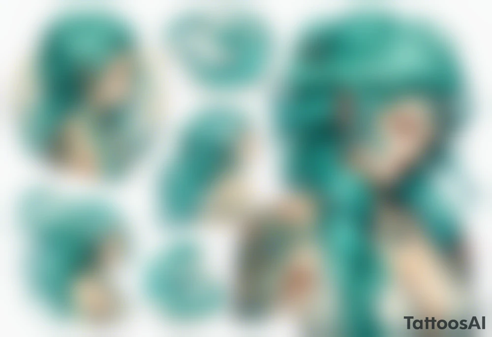 A beautiful lamia with turquois scales and teal hair. tattoo idea