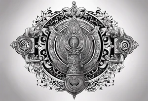 right chest and right shoulder tattoo combined with a tribal design with tamil ancient hindu element.  for a man, no pictures of god or faces. tattoo idea