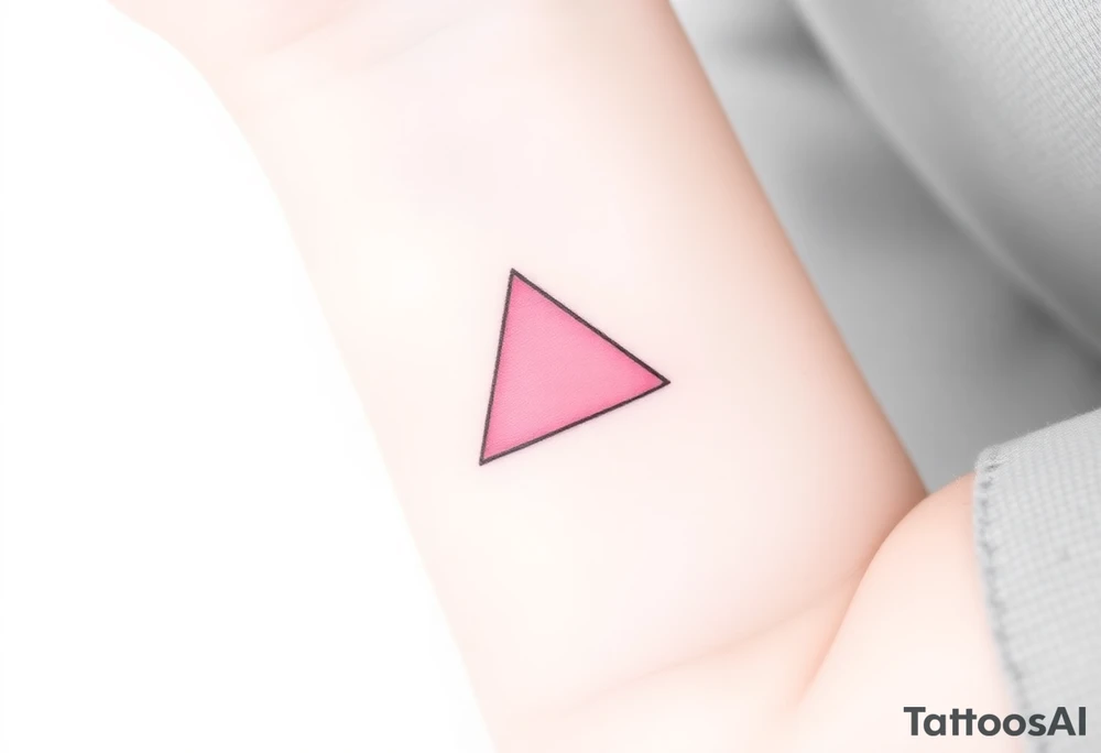 A pink triangle (upsidedown), with very small black lining and upside down. Just the colour pink. No shapes. Just the colour pink in a gradient filling the triangle tattoo idea