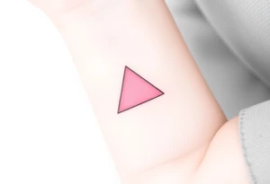 A pink triangle (upsidedown), with very small black lining and upside down. Just the colour pink. No shapes. Just the colour pink in a gradient filling the triangle tattoo idea