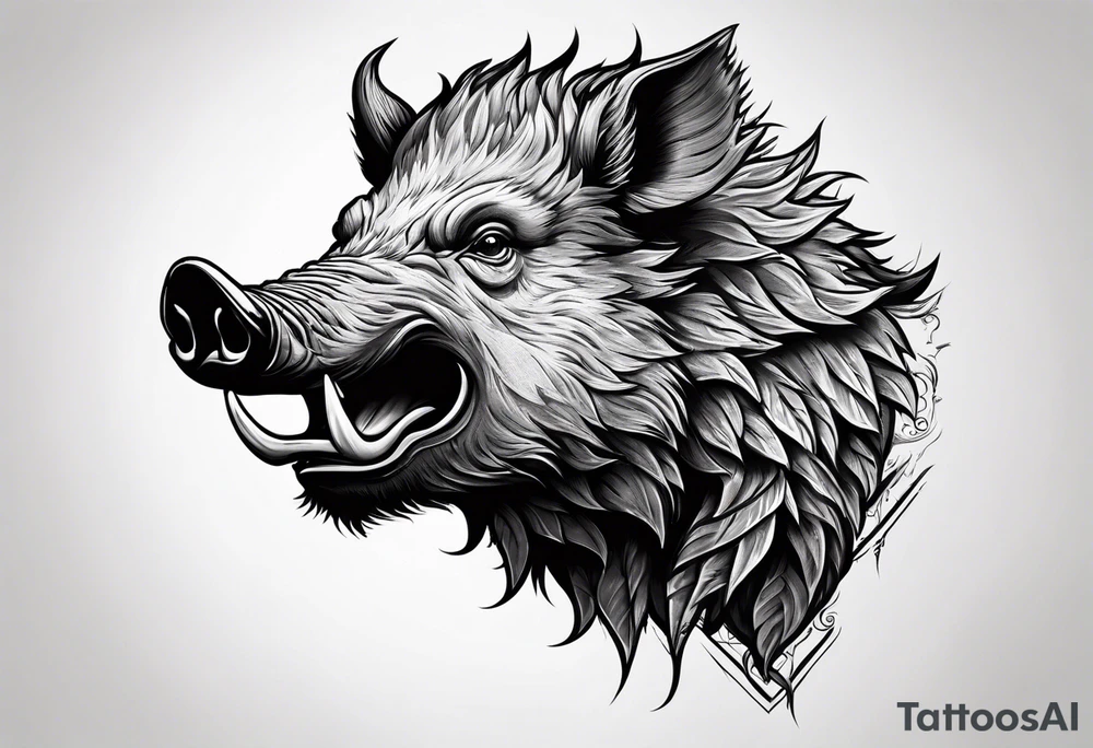 angry boar front tattoo idea