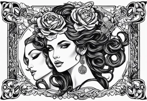 Persephone and medusa with snake hair side by side tattoo idea
