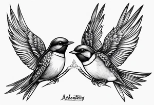 Two swallows with the word achentachetig tattoo idea