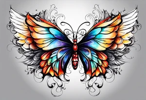 Angel wings and butterfly with your wings were ready but my heart was not tattoo idea