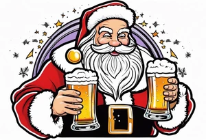 SANTA DRINKING A LARGE PINT OF BEER tattoo idea