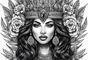 Black Goddess of marijuana tattoo idea