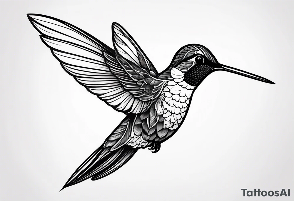Realistic detailed humming bird tattoo idea