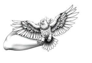 majestic eagle spreading wings against mountain peaks tattoo idea