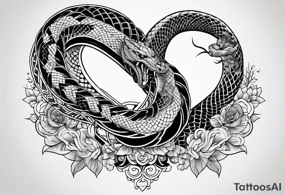 Serpent on Seven number shape tattoo idea