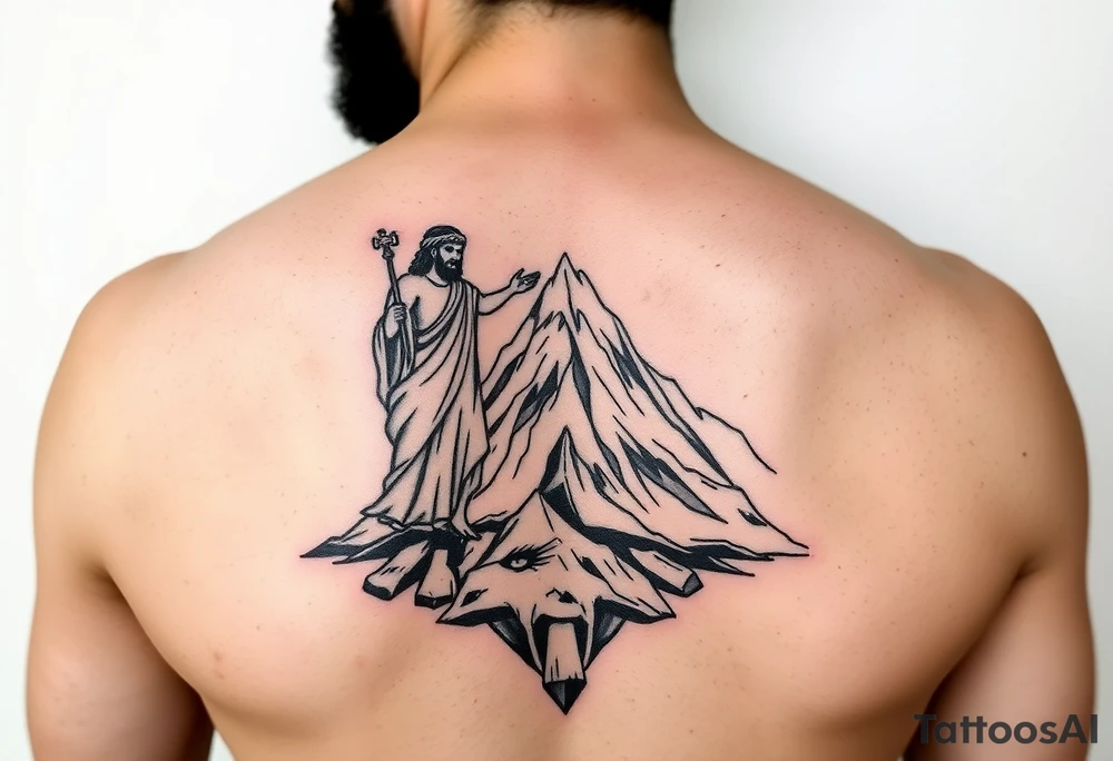 Moses is holding on the mountain the ten commandements tattoo idea