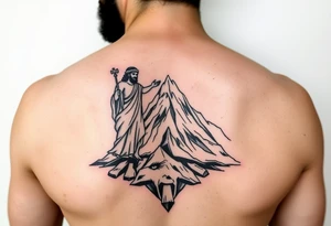 Moses is holding on the mountain the ten commandements tattoo idea