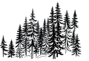 Coniferous forest tattoo sleeve black and gray tattoo idea