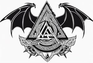 Valhalla valknut shield sword dragon axe barbed wire tattoo idea