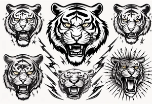 A tiger surrounded by lightning tattoo idea
