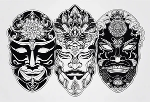 Japanese death mask tattoo idea