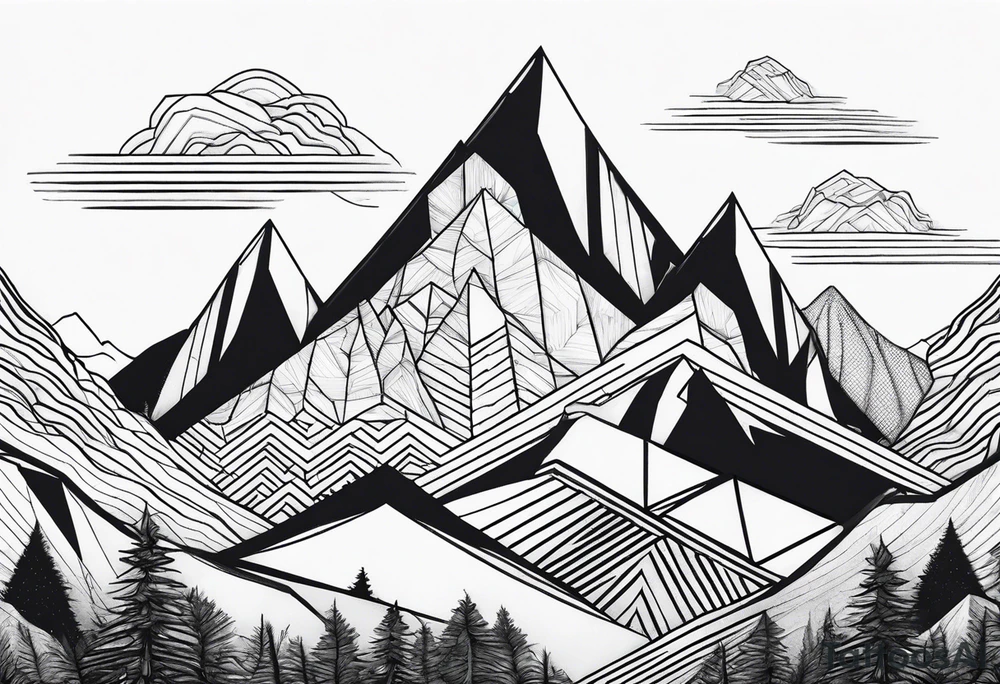 geometric mountains tattoo idea