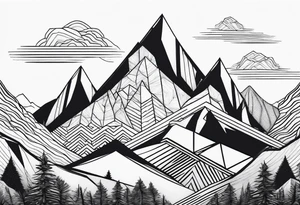 geometric mountains tattoo idea