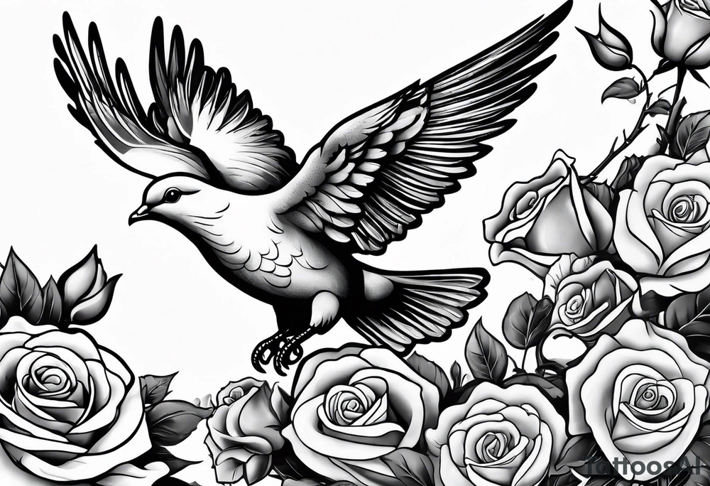 Dove and roses tattoo idea