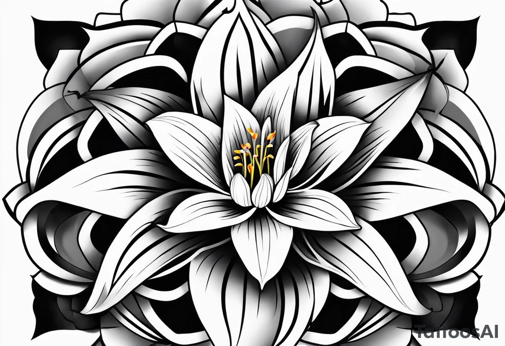 Geometric Fire Lily tattoo idea