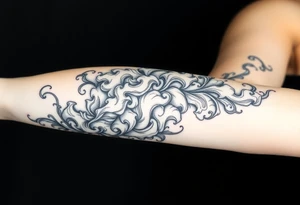 Celestial swirling tumultuous intergalactic space clouds flowing like wispy smoke tattoo idea