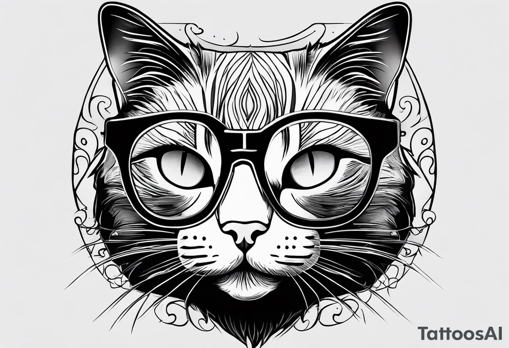 Black cat with Glasses programming an App. tattoo idea