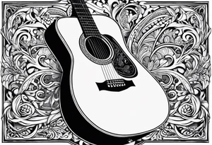 acoustic guitar with the lyrics que me lleven canciones cuando ya me haya muerto tattoo idea