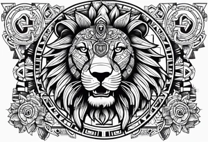 Aztec, lion and key tattoo idea