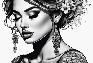 a woman crying tattoo idea