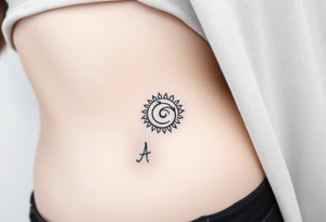 Create a tattoo that writes the Hindi word "Anichya" with A in English n rest in pali. circle or spiral, which represents the cyclical nature of life and death tattoo idea