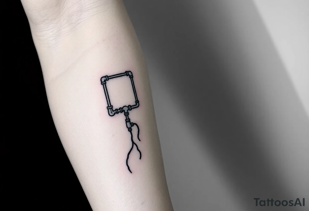 System of pipes that transitions and transforms at the end into veins of forearm tattoo idea