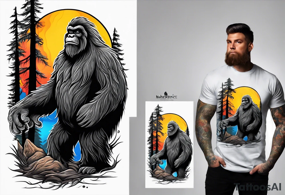 bigfoot holding a baby bigfoot tattoo idea