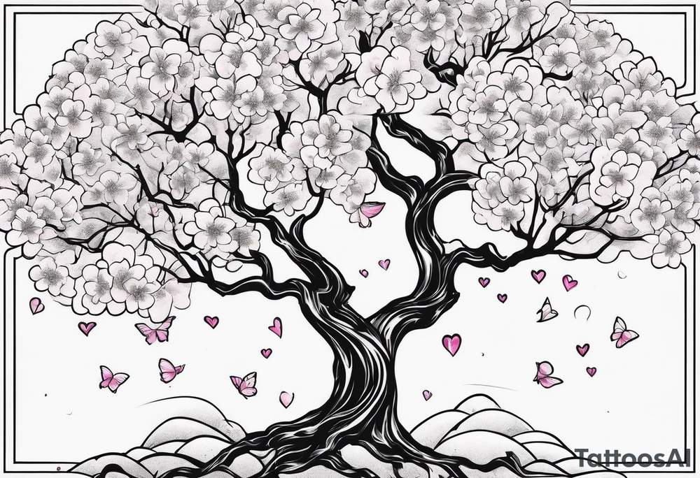 I love you in another language with cherry blossom trees coming im and out of it tattoo idea