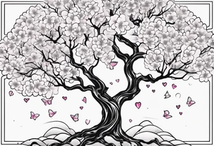 I love you in another language with cherry blossom trees coming im and out of it tattoo idea