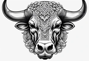 skull of a bull with a line frame, realistic, simple tattoo idea