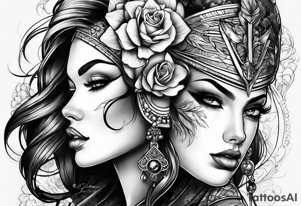 Modern sketches tattoo idea
