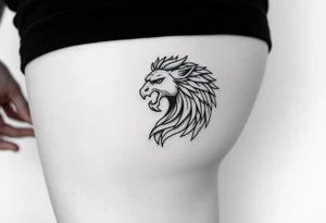 thigh tattoo for a girl that likes fine line greek art tattoo idea